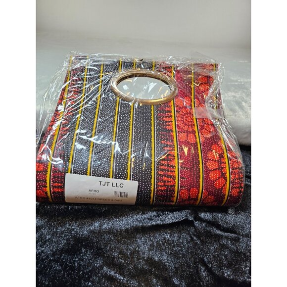 African Theme Purse Gold Loop Handle Accent - Picture 1 of 5